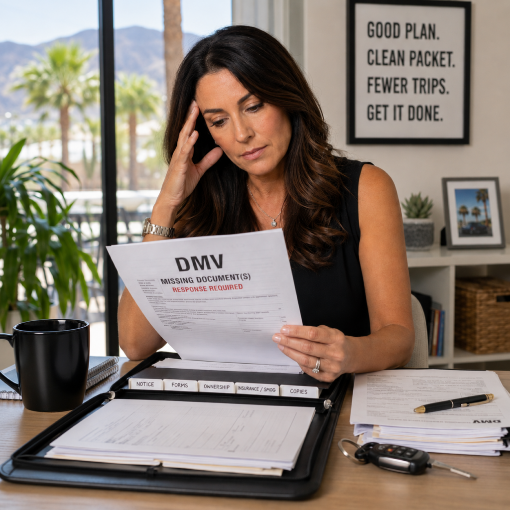 Coachella Valley DMV missing document